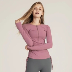 Wholesale Custom Half Zipper Gym Crop Top Yoga Long Sleeve Fitness Clothing Womens Activewear With Drawstring,Shuliqi Apparel - Men's Clothing Wholesale Manufacturer,Wholesale Custom Half Zipper Gym Crop Top Yoga Long Sleeve Fitness Clothing Womens Activewear With Drawstring