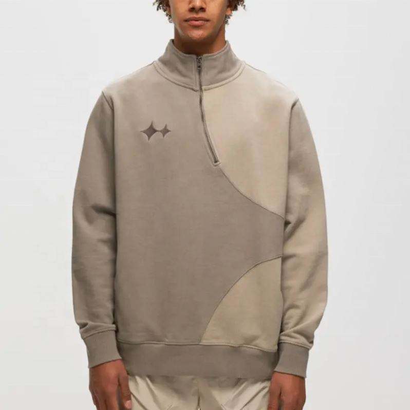 Baggy Quarter Zip Custom Half Patchwork Color Block High Neck Cotton Side Pocket Casual Sweatshirts,Shuliqi Apparel - Men's Clothing Wholesale Manufacturer,Baggy Quarter Zip Custom Half Patchwork Color Block High Neck Cotton Side Pocket Casual Sweatshirts