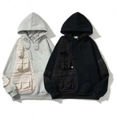 Custom Design Embroidery Multi-Pockets Patchwork Pullover Fleece Men's Retro Oversized Casual Hoodies,Shuliqi Apparel - Men's Clothing Wholesale Manufacturer,Custom Design Embroidery Multi-Pockets Patchwork Pullover Fleece Men's Retro Oversized Casual Hoodies