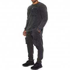 Custom Men Long Sleeve Zipper Cargo Pockets Crewneck Pullover Acid Washed Vintage Cotton Fleece Sweatshirts,Shuliqi Apparel - Men's Clothing Wholesale Manufacturer,Custom Men Long Sleeve Zipper Cargo Pockets Crewneck Pullover Acid Washed Vintage Cotton Fleece Sweatshirts