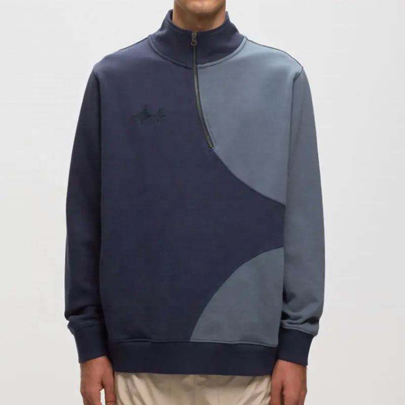 Baggy Quarter Zip Custom Half Patchwork Color Block High Neck Cotton Side Pocket Casual Sweatshirts,Shuliqi Apparel - Men's Clothing Wholesale Manufacturer,Baggy Quarter Zip Custom Half Patchwork Color Block High Neck Cotton Side Pocket Casual Sweatshirts