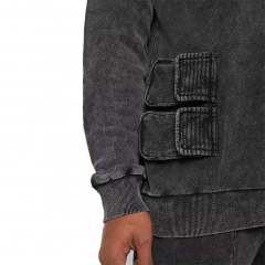 Custom Men Long Sleeve Zipper Cargo Pockets Crewneck Pullover Acid Washed Vintage Cotton Fleece Sweatshirts,Shuliqi Apparel - Men's Clothing Wholesale Manufacturer,Custom Men Long Sleeve Zipper Cargo Pockets Crewneck Pullover Acid Washed Vintage Cotton Fleece Sweatshirts
