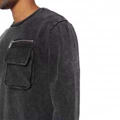 Custom Men Long Sleeve Zipper Cargo Pockets Crewneck Pullover Acid Washed Vintage Cotton Fleece Sweatshirts,Shuliqi Apparel - Men's Clothing Wholesale Manufacturer,Custom Men Long Sleeve Zipper Cargo Pockets Crewneck Pullover Acid Washed Vintage Cotton Fleece Sweatshirts