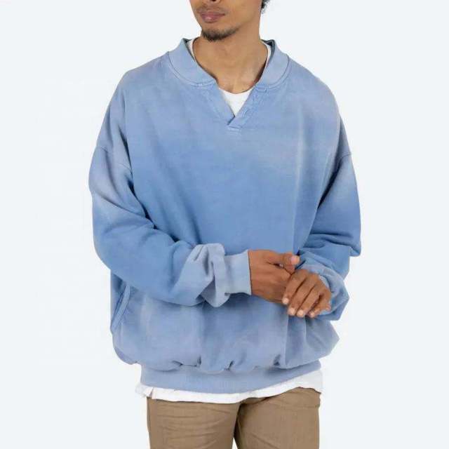 Custom Logo Cotton Oversized Men's Tie Dye V Neck Sweatshirts Crewneck Dropped Shoulder Unisex,Shuliqi Apparel - Men's Clothing Wholesale Manufacturer,Custom Logo Cotton Oversized Men's Tie Dye V Neck Sweatshirts Crewneck Dropped Shoulder Unisex