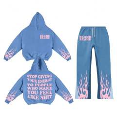 Tracksuit Sweatpants Heavyweight Acid Wash Puff Print Custom Hoodies Set,Shuliqi Apparel - Men's Clothing Wholesale Manufacturer,Tracksuit Sweatpants Heavyweight Acid Wash Puff Print Custom Hoodies Set