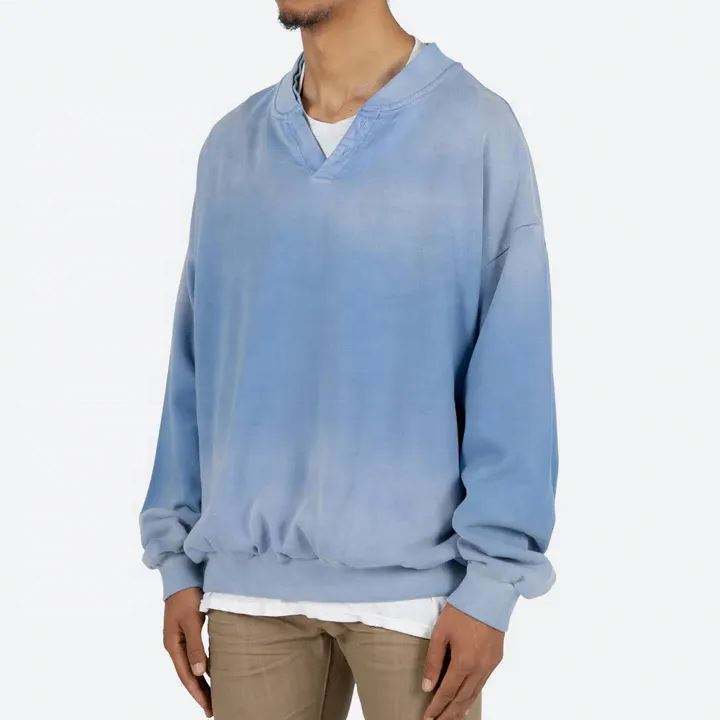 Custom Logo Cotton Oversized Men's Tie Dye V Neck Sweatshirts Crewneck Dropped Shoulder Unisex,Shuliqi Apparel - Men's Clothing Wholesale Manufacturer,Custom Logo Cotton Oversized Men's Tie Dye V Neck Sweatshirts Crewneck Dropped Shoulder Unisex