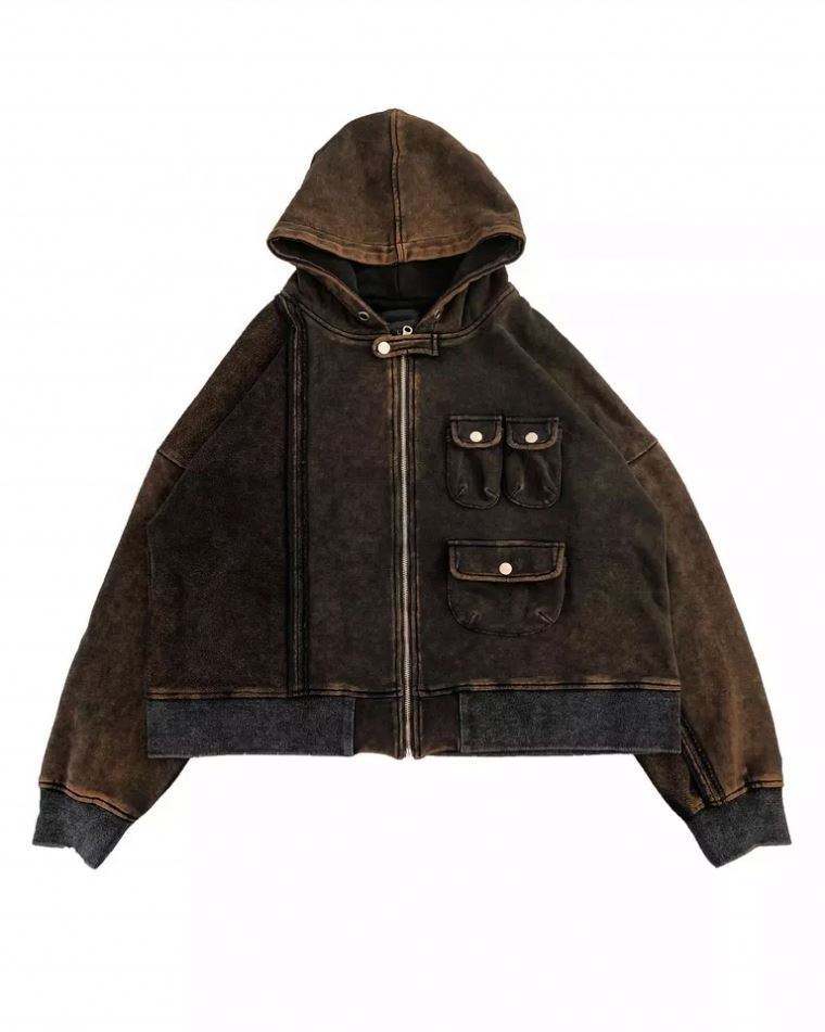 Men Oversize Vintage Wash Custom Embroidery Print Logo Cargo Pockets Full Zipper Up Hoodies,Shuliqi Apparel - Men's Clothing Wholesale Manufacturer,Men Oversize Vintage Wash Custom Embroidery Print Logo Cargo Pockets Full Zipper Up Hoodies