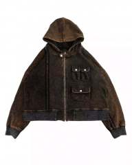 Men Oversize Vintage Wash Custom Embroidery Print Logo Cargo Pockets Full Zipper Up Hoodies,Shuliqi Apparel - Men's Clothing Wholesale Manufacturer,Men Oversize Vintage Wash Custom Embroidery Print Logo Cargo Pockets Full Zipper Up Hoodies