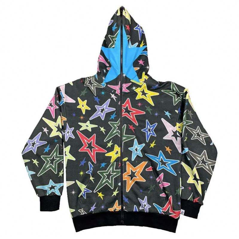 Allover Printing Heavyweight Customs Full Zip Up Puff Print Acid Wash Hoodies,Shuliqi Apparel - Men's Clothing Wholesale Manufacturer,Allover Printing Heavyweight Customs Full Zip Up Puff Print Acid Wash Hoodies