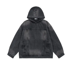 Denim Pullover Unisex French Terry 100% Cotton Oversized Acid Wash Custom Hoodies,Shuliqi Apparel - Men's Clothing Wholesale Manufacturer,Denim Pullover Unisex French Terry 100% Cotton Oversized Acid Wash Custom Hoodies