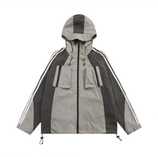 Custom Design Graphic Print Embroidery Logo Unisex Nylontwo-Tone Zipper Arm Striped Windbreaker Street Style,Shuliqi Apparel - Men's Clothing Wholesale Manufacturer,Custom Design Graphic Print Embroidery Logo Unisex Nylontwo-Tone Zipper Arm Striped Windbreaker Street Style