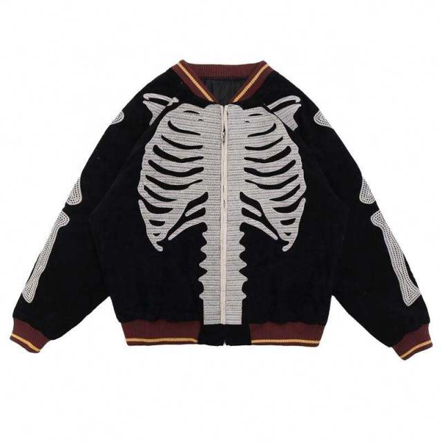 Skeleton Printed Jacket With Thick Round Collar Cotton For Men's And Women's Autumn Winter,Shuliqi Apparel - Men's Clothing Wholesale Manufacturer,Skeleton Printed Jacket With Thick Round Collar Cotton For Men's And Women's Autumn Winter