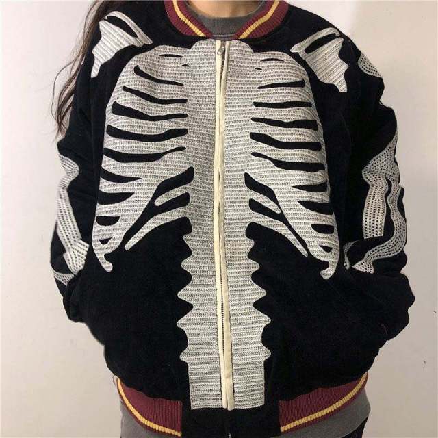 Skeleton Printed Jacket With Thick Round Collar Cotton For Men's And Women's Autumn Winter,Shuliqi Apparel - Men's Clothing Wholesale Manufacturer,Skeleton Printed Jacket With Thick Round Collar Cotton For Men's And Women's Autumn Winter