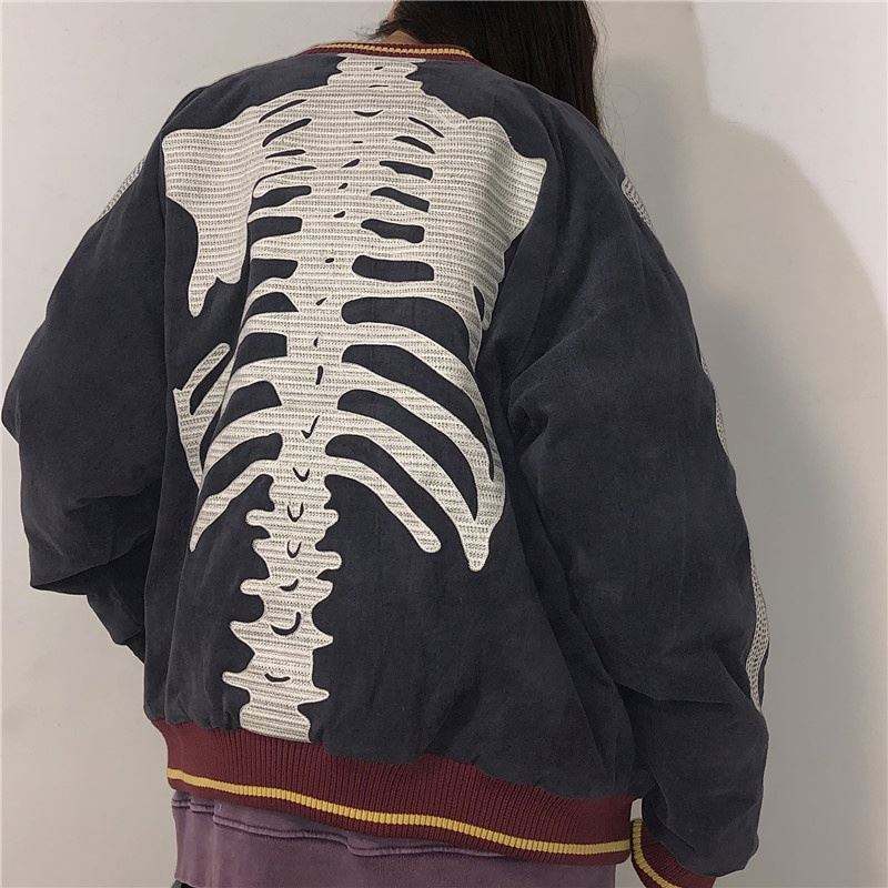 Skeleton Printed Jacket With Thick Round Collar Cotton For Men's And Women's Autumn Winter,Shuliqi Apparel - Men's Clothing Wholesale Manufacturer,Skeleton Printed Jacket With Thick Round Collar Cotton For Men's And Women's Autumn Winter