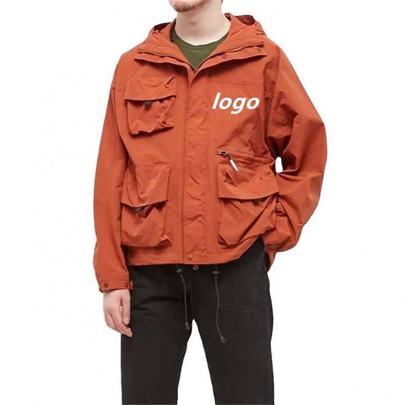 Custom Logo Oversized Nylon Polyester Waterproof 4 Cargo Flap Pockets Zip Up Windbreaker Jackets For Men,Shuliqi Apparel - Men's Clothing Wholesale Manufacturer,Custom Logo Oversized Nylon Polyester Waterproof 4 Cargo Flap Pockets Zip Up Windbreaker Jackets For Men