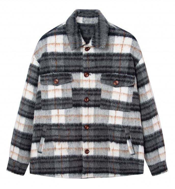 Customized Anti Wool Plaid Applique Men's Coat Casual Loose Plus Size Jacket,Shuliqi Apparel - Men's Clothing Wholesale Manufacturer,Customized Anti Wool Plaid Applique Men's Coat Casual Loose Plus Size Jacket