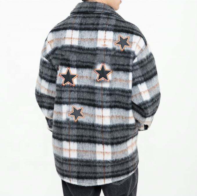 Customized Anti Wool Plaid Applique Men's Coat Casual Loose Plus Size Jacket,Shuliqi Apparel - Men's Clothing Wholesale Manufacturer,Customized Anti Wool Plaid Applique Men's Coat Casual Loose Plus Size Jacket