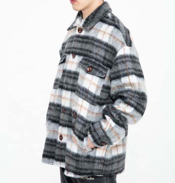 Customized Anti Wool Plaid Applique Men's Coat Casual Loose Plus Size Jacket,Shuliqi Apparel - Men's Clothing Wholesale Manufacturer,Customized Anti Wool Plaid Applique Men's Coat Casual Loose Plus Size Jacket