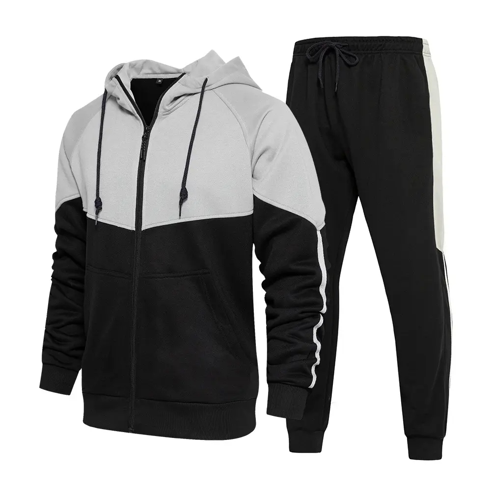 Custom High Quality Soft Pockets Full Zipper Hoodies Sweatshirts And Color Block Joggers Pants For Men,Shuliqi Apparel - Men's Clothing Wholesale Manufacturer,Custom High Quality Soft Pockets Full Zipper Hoodies Sweatshirts And Color Block Joggers Pants For Men
