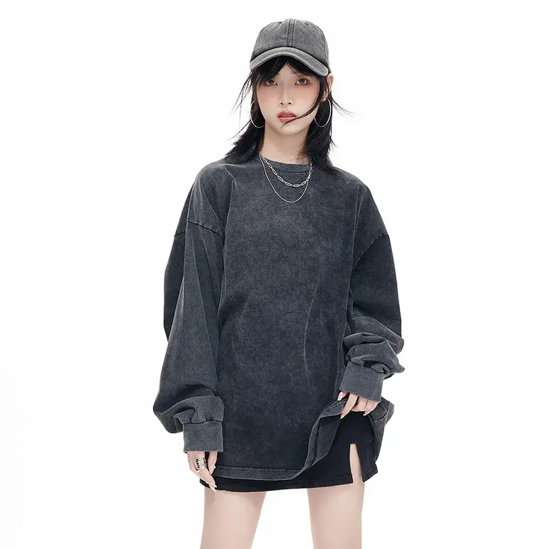 Custom Streetwear 230 Grams 100% Cotton Long Sleeve Drop Shoulder T-Shirts Men Acid Wash Blank T Shirt,Shuliqi Apparel - Men's Clothing Wholesale Manufacturer,Custom Streetwear 230 Grams 100% Cotton Long Sleeve Drop Shoulder T-Shirts Men Acid Wash Blank T Shirt