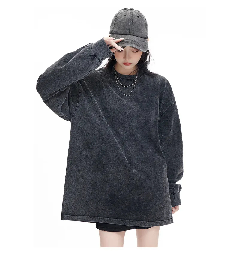 Custom Streetwear 230 Grams 100% Cotton Long Sleeve Drop Shoulder T-Shirts Men Acid Wash Blank T Shirt,Shuliqi Apparel - Men's Clothing Wholesale Manufacturer,Custom Streetwear 230 Grams 100% Cotton Long Sleeve Drop Shoulder T-Shirts Men Acid Wash Blank T Shirt