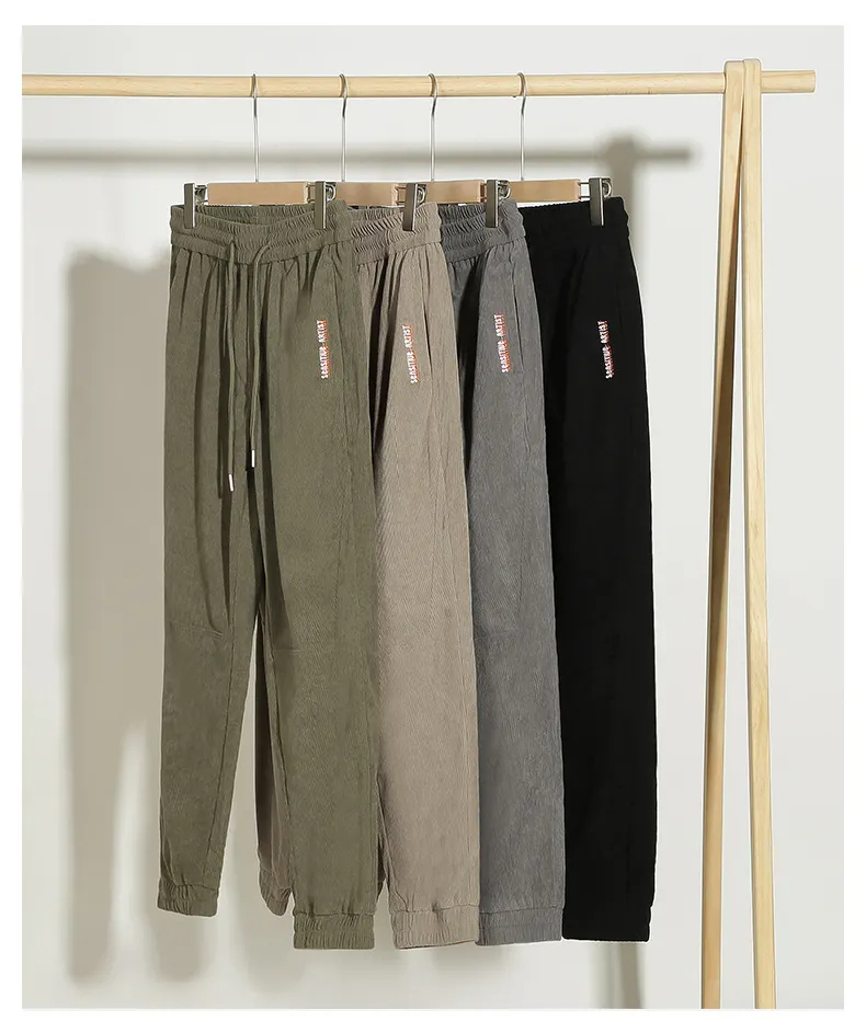 New Arrivals Hot Sales Custom Embroidered Solid Color Drawstring 290g Corduroy Pants Men's Pants,Shuliqi Apparel - Men's Clothing Wholesale Manufacturer,New Arrivals Hot Sales Custom Embroidered Solid Color Drawstring 290g Corduroy Pants Men's Pants | Wholesale Men's Apparel | OEM | Shuliqi