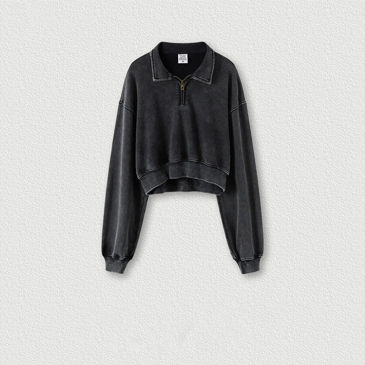 New Arrivals Custom Fashion Zip Collar Vintage Washed Hoodies Women's Crop Top Hoodie,Shuliqi Apparel - Men's Clothing Wholesale Manufacturer,New Arrivals Custom Fashion Zip Collar Vintage Washed Hoodies Women's Crop Top Hoodie