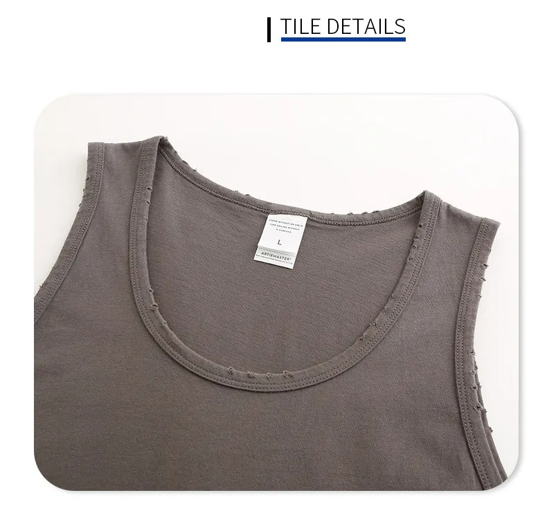 170g 100% Cotton Unisex Ripped Tank Tops Streetwear Men's Tank Tops,Shuliqi Apparel - Men's Clothing Wholesale Manufacturer,170g 100% Cotton Unisex Ripped Tank Tops Streetwear Men's Tank Tops