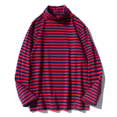 New Design Fashion Turtle Neck Long Sleeve Stripe T Shirt Custom Graphic T Shirt Couple Clothes,Shuliqi Apparel - Men's Clothing Wholesale Manufacturer,New Design Fashion Turtle Neck Long Sleeve Stripe T Shirt Custom Graphic T Shirt Couple Clothes