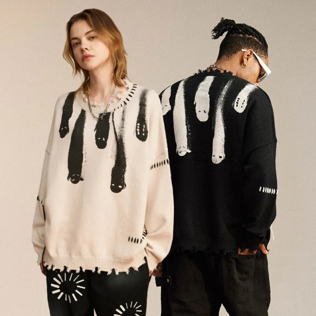 High Quality Custom Distressed Printed Unisex Pullover Sweater Women Men Knitted Sweater,Shuliqi Apparel - Men's Clothing Wholesale Manufacturer,High Quality Custom Distressed Printed Unisex Pullover Sweater Women Men Knitted Sweater