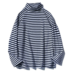 New Design Fashion Turtle Neck Long Sleeve Stripe T Shirt Custom Graphic T Shirt Couple Clothes,Shuliqi Apparel - Men's Clothing Wholesale Manufacturer,New Design Fashion Turtle Neck Long Sleeve Stripe T Shirt Custom Graphic T Shirt Couple Clothes