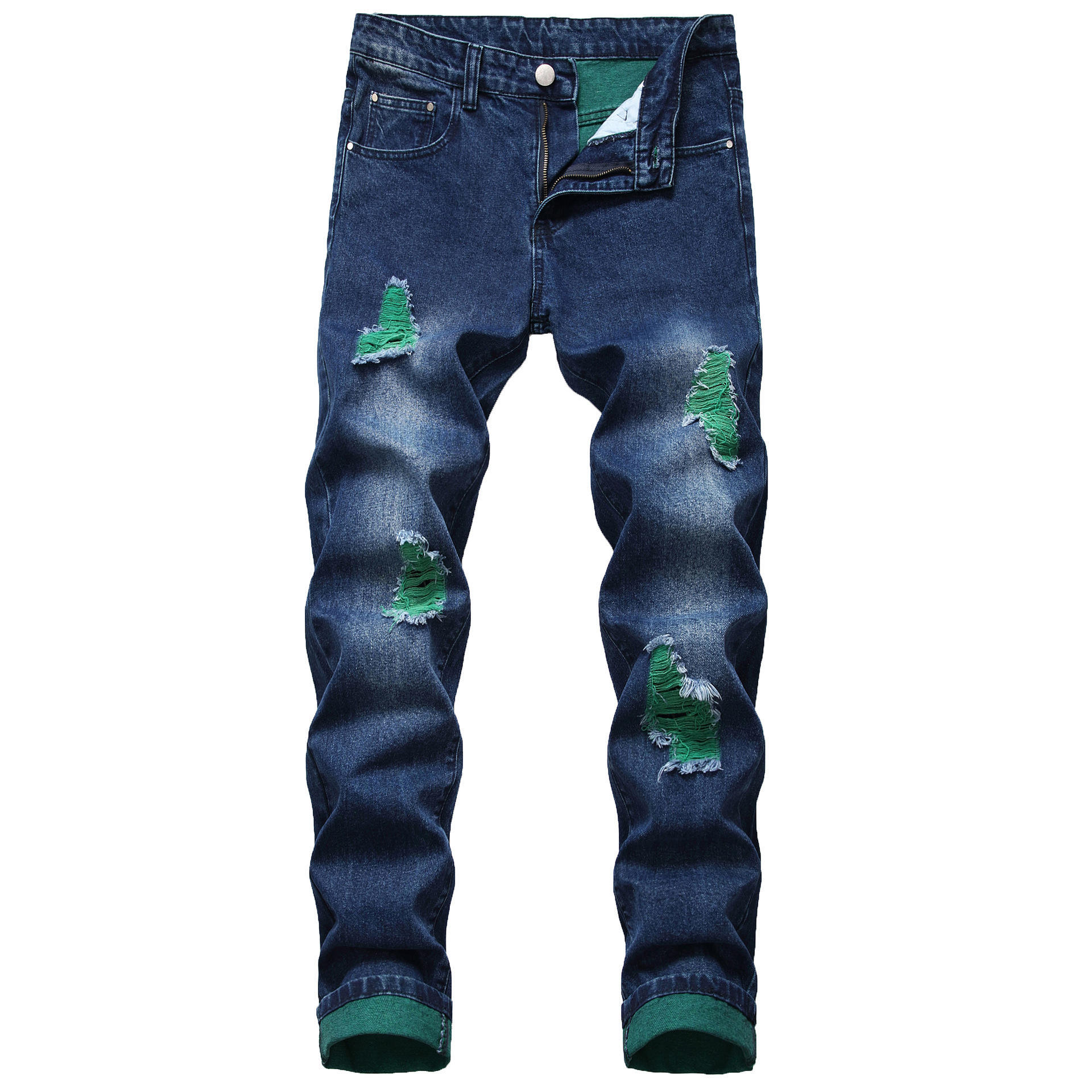 Wholesale new fashion winter straight slim-fit ripped jeans solid color ripped yarn casual denim trousers men's Jeans,Shuliqi Apparel - Men's Clothing Wholesale Manufacturer,Wholesale new fashion winter straight slim-fit ripped jeans solid color ripped yarn casual denim trousers men's Jeans | Wholesale Men's Apparel | OEM | Shuliqi