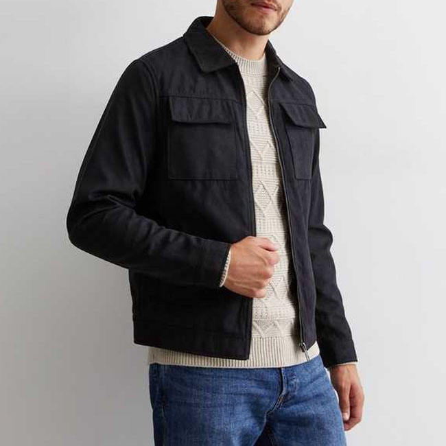 Wholesale Comfortable Soft Men High Quality Boxy Fit Casual Black Zip Up Denim Jacket,Shuliqi Apparel - Men's Clothing Wholesale Manufacturer,Wholesale Comfortable Soft Men High Quality Boxy Fit Casual Black Zip Up Denim Jacket | Wholesale Men's Apparel | OEM | Shuliqi