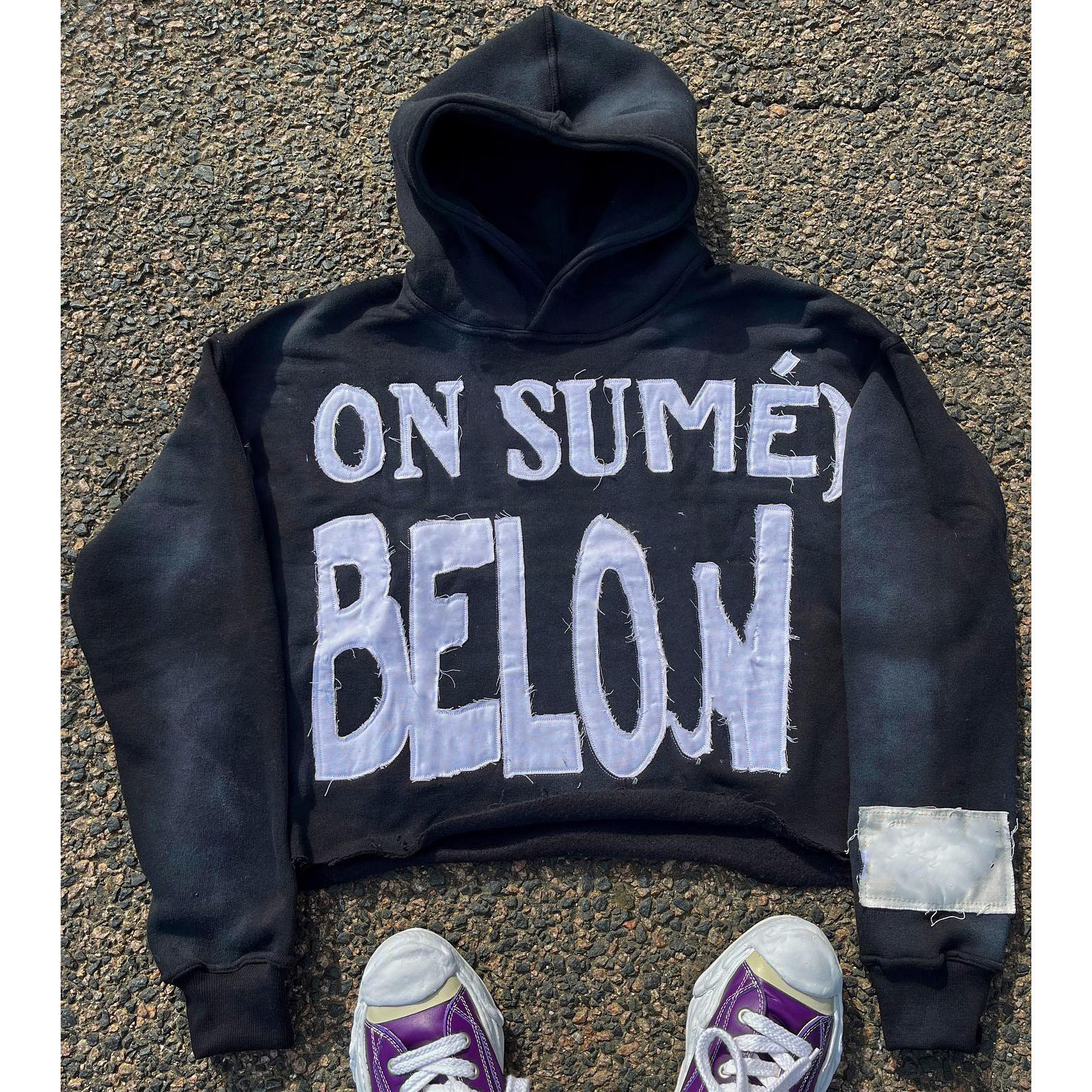 Custom high quality cropped heavyweight vintage distressed embroidery patch unisex cut sew hoodies for men,Shuliqi Apparel - Men's Clothing Wholesale Manufacturer,Custom high quality cropped heavyweight vintage distressed embroidery patch unisex cut sew hoodies for men