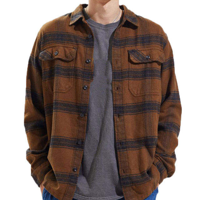 New Coming Winter Overshirt Classic Mens Fleece Long Sleeve Brown Plaid Shirt with Custom Logo,Shuliqi Apparel - Men's Clothing Wholesale Manufacturer,New Coming Winter Overshirt Classic Mens Fleece Long Sleeve Brown Plaid Shirt with Custom Logo | Wholesale Men's Apparel | OEM | Shuliqi