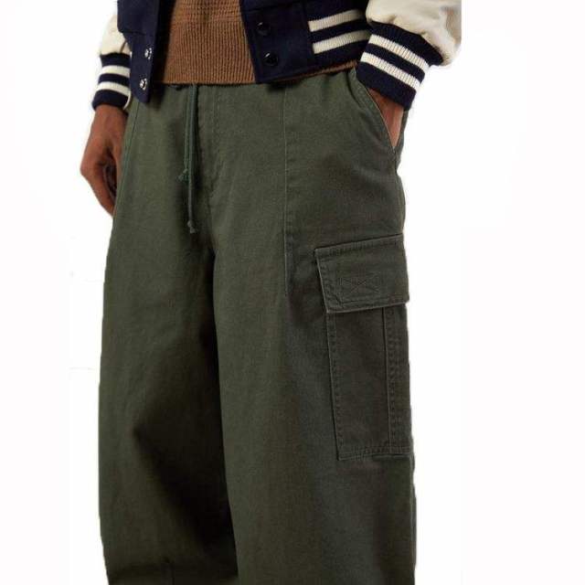 Custom Green Loose Fit Utility Pockets Casual Streetwear Baggy Twill Cargo Pants for Men,Shuliqi Apparel - Men's Clothing Wholesale Manufacturer,Custom Green Loose Fit Utility Pockets Casual Streetwear Baggy Twill Cargo Pants for Men