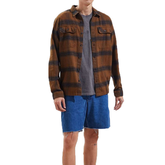 New Coming Winter Overshirt Classic Mens Fleece Long Sleeve Brown Plaid Shirt with Custom Logo,Shuliqi Apparel - Men's Clothing Wholesale Manufacturer,New Coming Winter Overshirt Classic Mens Fleece Long Sleeve Brown Plaid Shirt with Custom Logo | Wholesale Men's Apparel | OEM | Shuliqi