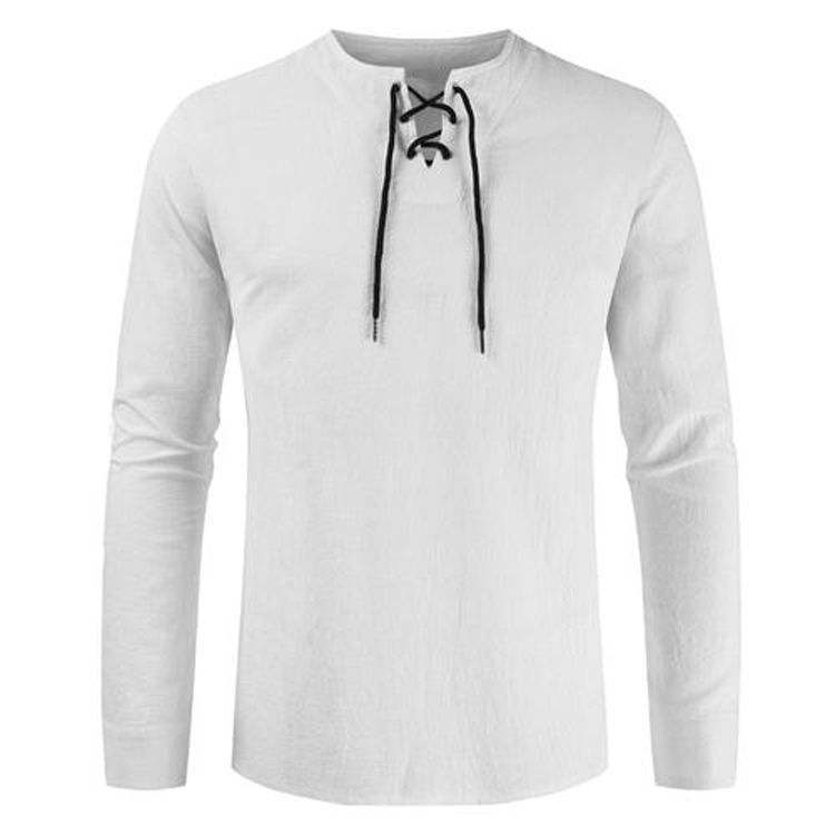 Customized simple multi-color cotton linen pullover men's collarless long sleeve shirt for men,Shuliqi Apparel - Men's Clothing Wholesale Manufacturer,Customized simple multi-color cotton linen pullover men's collarless long sleeve shirt for men