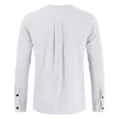 Customized simple multi-color cotton linen pullover men's collarless long sleeve shirt for men,Shuliqi Apparel - Men's Clothing Wholesale Manufacturer,Customized simple multi-color cotton linen pullover men's collarless long sleeve shirt for men
