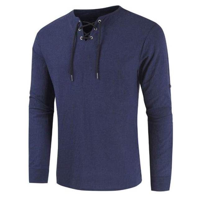 Customized simple multi-color cotton linen pullover men's collarless long sleeve shirt for men,Shuliqi Apparel - Men's Clothing Wholesale Manufacturer,Customized simple multi-color cotton linen pullover men's collarless long sleeve shirt for men