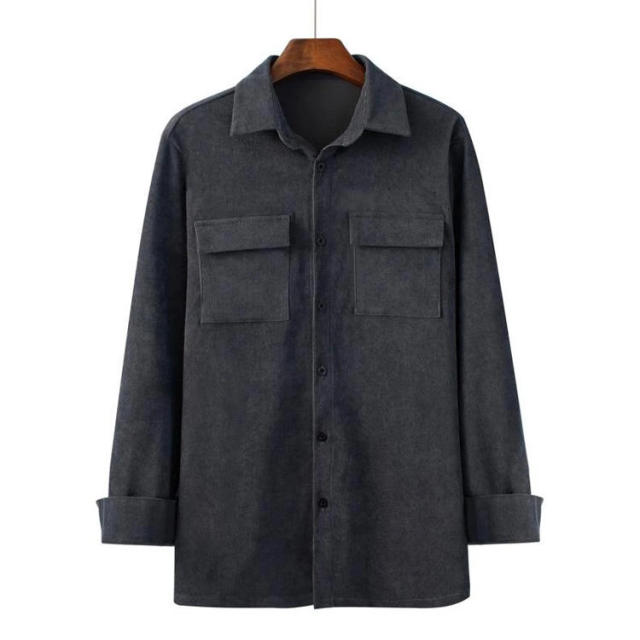 Men plus size jacket custom pattern logo embroidered corduroy oversize jacket with pockets,Shuliqi Apparel - Men's Clothing Wholesale Manufacturer,Men plus size jacket custom pattern logo embroidered corduroy oversize jacket with pockets