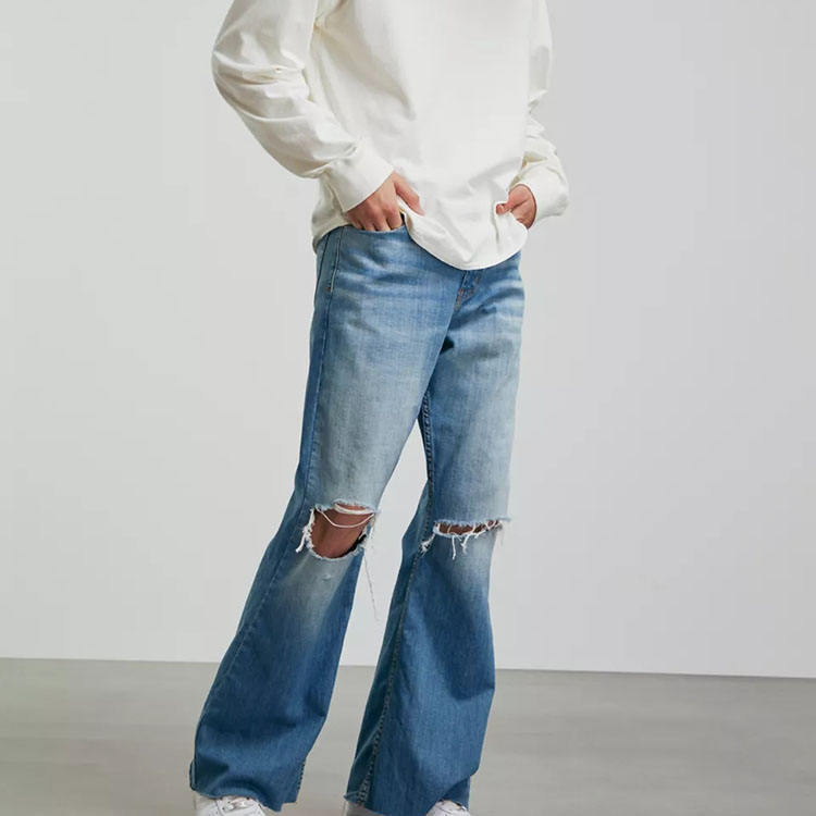 custom men ripped snow washed relaxed bell stylish exotic raw blue rags jeans,Shuliqi Apparel - Men's Clothing Wholesale Manufacturer,custom men ripped snow washed relaxed bell stylish exotic raw blue rags jeans | Wholesale Men's Apparel | OEM | Shuliqi