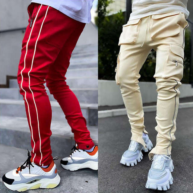 Custom Casual Straight Loose Pockets Cargo Pants skinny streetwear reflective jogger cargo pants for men,Shuliqi Apparel - Men's Clothing Wholesale Manufacturer,Custom Casual Straight Loose Pockets Cargo Pants skinny streetwear reflective jogger cargo pants for men