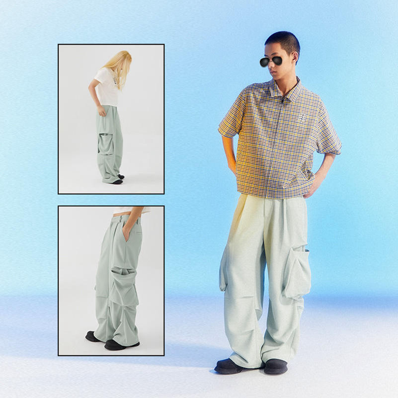 wholesale mens wide leg nylon cargo pants custom logo adjustable joggers y2k loose fit parachute pants men,Shuliqi Apparel - Men's Clothing Wholesale Manufacturer,wholesale mens wide leg nylon cargo pants custom logo adjustable joggers y2k loose fit parachute pants men