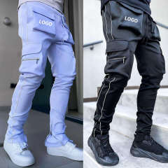 Custom Casual Straight Loose Pockets Cargo Pants skinny streetwear reflective jogger cargo pants for men,Shuliqi Apparel - Men's Clothing Wholesale Manufacturer,Custom Casual Straight Loose Pockets Cargo Pants skinny streetwear reflective jogger cargo pants for men