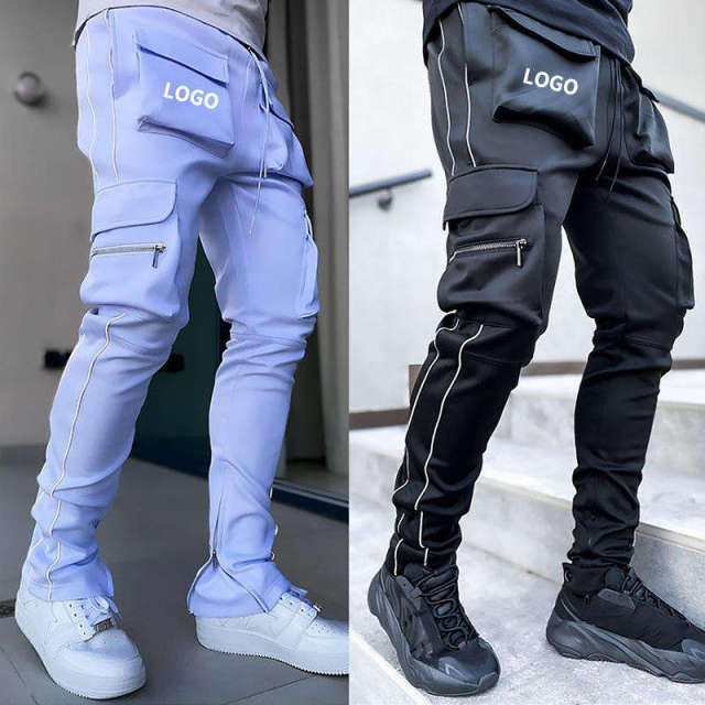 Custom Casual Straight Loose Pockets Cargo Pants skinny streetwear reflective jogger cargo pants for men,Shuliqi Apparel - Men's Clothing Wholesale Manufacturer,Custom Casual Straight Loose Pockets Cargo Pants skinny streetwear reflective jogger cargo pants for men