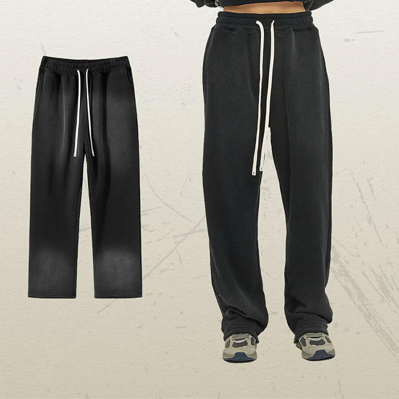 Men Stacked Pants Custom 400 gsm 100% Cotton Raw Hem Cut Edge Loose Trouser Sun Faded Acid Wash Flare Sweatpants,Shuliqi Apparel - Men's Clothing Wholesale Manufacturer,Men Stacked Pants Custom 400 gsm 100% Cotton Raw Hem Cut Edge Loose Trouser Sun Faded Acid Wash Flare Sweatpants