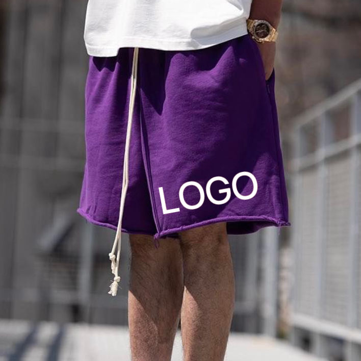 Custom Logo 7 inches Running Training Jogging Shorts Raw Edge Fleece Shorts Men,Shuliqi Apparel - Men's Clothing Wholesale Manufacturer,Custom Logo 7 inches Running Training Jogging Shorts Raw Edge Fleece Shorts Men