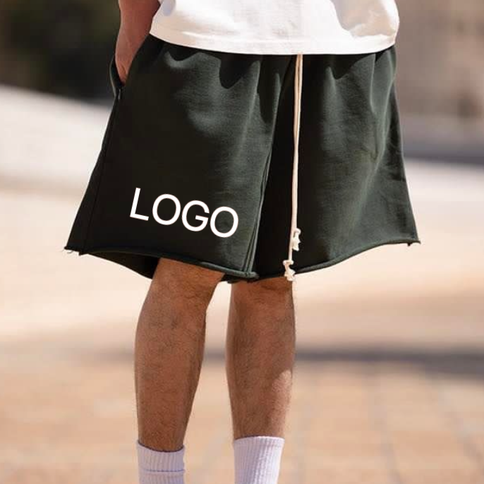 Custom Logo 7 inches Running Training Jogging Shorts Raw Edge Fleece Shorts Men,Shuliqi Apparel - Men's Clothing Wholesale Manufacturer,Custom Logo 7 inches Running Training Jogging Shorts Raw Edge Fleece Shorts Men