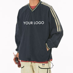 Custom Logo Vintage 100% Cotton Woven Striped V-Neck Raglan Sleeve Oversized Hoodie Sweatshirts Men,Shuliqi Apparel - Men's Clothing Wholesale Manufacturer,Custom Logo Vintage 100% Cotton Woven Striped V-Neck Raglan Sleeve Oversized Hoodie Sweatshirts Men